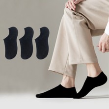 Kral Socks Kadın - Erkek - Unisex Düz Desen (3 Çift) Pamuklu 40-44 Beden Terletmez Görünmez Çorap