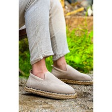 Zapatos CH305 Erkek Günlük Bağcıksız Hasır Taban Triko Klasik Ayakkabı Tht - Bej