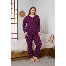 Madame Clara Desenli Büyük Beden Viscon Kadın Uzun Kollu Pijama Takımı