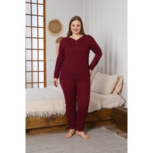 Madame Clara Desenli Büyük Beden Viscon Kadın Uzun Kollu Pijama Takımı