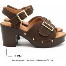 Ne&Ve Shoes Kahve Süet Hakiki Deri Hafif Tabanlı Tokalı Kadın Takunya Terlik
