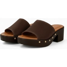 Ne&Ve Shoes Süet Hakiki Deri Hafif Tabanlı Iğne Zımba Detaylı Kadın Takunya Terlik