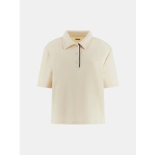 Guess Clara Kutulu Kesim Polo Yakalı Kadın Beyaz Polo T-Shirt V6GP12K3044-G047