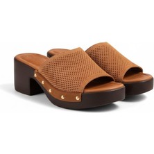 Ne&Ve Shoes Süet Hakiki Deri Hafif Tabanlı Iğne Zımba Detaylı Kadın Takunya Terlik