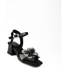 Minican 44 Siyah Taşlı Kız Çocuk Topuklu Abiye Ayakkabı