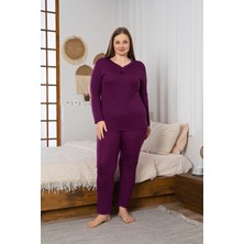 Madame Clara Desenli Büyük Beden Viscon Kadın Uzun Kollu Pijama Takımı