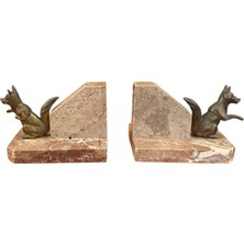 TT Mermer ve Bronzdan Antika Kitap Tutucu 14 cm 8,5 cm 9 cm Ölçülerinde