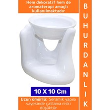 Wintoup Dekoratif Hediye Aromaterapi Meditasyon Tütsülük Çok Şık Seramik El Tasarımlı Buhurdanlık 10 x 10 cm