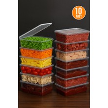 Orvila 10’lu Kapaklı Saklama Kabı Seti – Düzenleyici - 1 Litre, Buzdolabı ve Derin Dondurucu Uyumlu