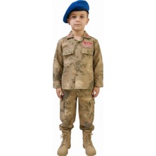 Nazlyna Mini Komando Çocuk Jandarma Kamuflaj Takımı - Mavi Bereli