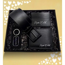 As Gift Sevgililer Günü Temalı Kişiye Özel Cüzdan & Kartlık & Anahtarlık & Kemer Hediye Seti