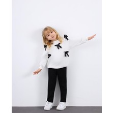 The Littles Kids Kız Çocuk Kurdele Süslemeli Beli Lastikli Fitilli Taytlı Şardonsuz Mevsimlik Pamuklu Kumaş Alt Üst Ikili Takım