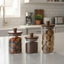 Mien Akasya Kapaklı 3'lü Cam Kavanoz Seti - 250ML + 330ML + 420ML
