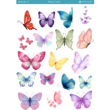 Miray Craft 1 Sayfa Kelebek Temalı Sticker – 12X17 cm Scrapbook, Bullet Journal, Planlayıcı Için