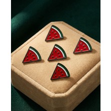 Zaytoon 5\'lu Filistin Simgesi Renkli Üçgen Karpuz Dilimi Tasarımlı Metal Yaka Rozeti A300007-05