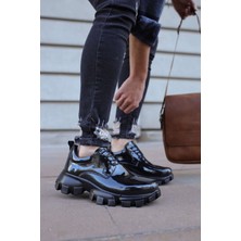 Zapatos CH093 Castle Erkek Günlük Bağcıklı Rugan Klasik Ayakkabı Rst - Siyah