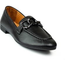 Moda Arena 100 Siyah Deri Kadın Babet