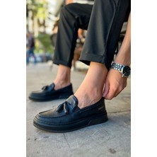 Zapatos CH127 Loafer-X Erkek Günlük Bağcıksız Corcik Cilt Klasik Ayakkabı Cst - Siyah