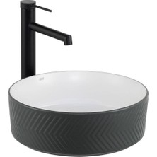Lena - Tezgah Üstü Lavabo Mat Gri&parlak Beyaz Outlet - E-W5002GB-