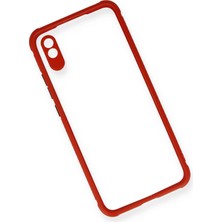 Sh Ticaret Newface Redmi 9A Kılıf Miami Şeffaf Silikon - Kırmızı