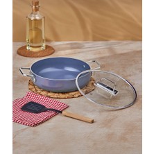 Taç Sera Feel Yanmaz Yapışma Seramik Basık Tencere 22 Cm/gri