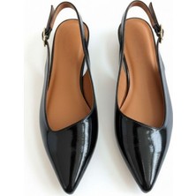 Ne&Ve Shoes Rugan Sivri Burun Tokalı Kadın Babet