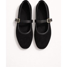 Slipcat Kadın Babet Ayakkabı Kadife Altın Tokalı Ofis Ev Ayakkabısı