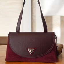 Valentina Victoria Hakiki Süet Orta Boy Omuz Çanta.