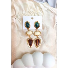 Sassy Takı Renkli Doğal Taşlı Sallantılı Zara Model Küpe