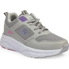 Queen Step 2105-26 Cilt Deri Anatomik Kadın Sneaker Gri Mor Beyaz