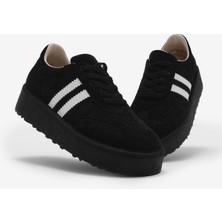 Tonny Black Kadın Siyah Kadın Süet Rahat Kalıp Sneaker
