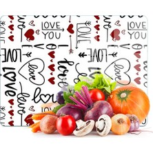 Decovetro Cam Kesme Tahtası ve Sunumluk Love Serisi Yazı Desenli 20 x 30 cm