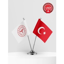 Bilsan Sağlık Bakanlığı Ikili Masa Bayrağı Set - Saten Kumaş