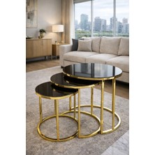 Teknor Gold Metal Zigon Sehpa Bronz Aynalı