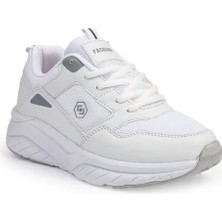 Queen Step 2110-26 Deri Anorak Anatomik Kadın Sneaker Beyaz Buz