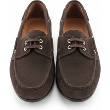 Ne&Ve Shoes Kahve Süet Hakiki Deri Bağcıklı Makosen Kadın Loafer
