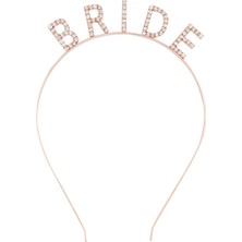 BT Teknik Teknik Rose Gold Renk Bekarlığa Veda Kristal Taş Bride Tacı Ithal 16X10 cm 96584512