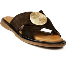 Moda Arena 26660 Kahverengi Süet Deri Kadın Terlik