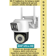 Wintoup Dış Mekan Iş Yeri Gece Görüş Iki Yön Ses Hareket Algı 8mp Ultra Hd Wifi Çift Lens Güvenlik Kamerası
