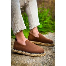 Zapatos CH305 Erkek Günlük Bağcıksız Hasır Taban Triko Klasik Ayakkabı Tht - Kahverengi