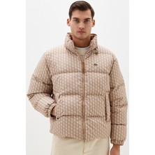 Lacoste Relaxed Fit Down Fill Mens Jacket Gizlenebilir Kapüşonlu Rahat Kesim Suya Dayanıklı Erkek Kaz Tüyü Mont Sütlü Kahve