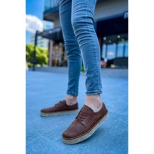 Zapatos CH117 Stamina Nuova Erkek Günlük Bağcıklı Hasır Taban Cilt Klasik Ayakkabı Cht - Taba