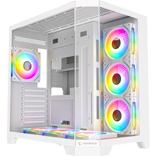 Rampage Mega V1 850W 80 Plus Bronze 3 Taraf Temp. Camlı 7X12CM Argb Fan+Kumanda Beyaz Oyuncu Kasası