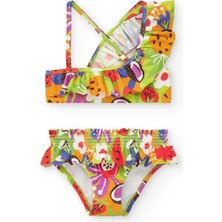 03-06 Yaş Kız Çocuk Tuc Tuc Bikini Takım - Çok Renkli