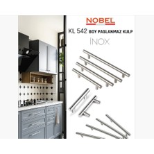 Paslanmaz Boy Kulp Nobel Inox 128 mm | Modern Dolap & Çekmece Kulpu | 5’li Paket