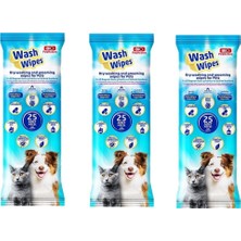 Bio PetActive Wash Wipes Kuru Yıkama ve Bakım Havlusu 25 Li x 3 Paket