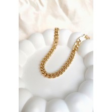 Sassy Takı Kalın Zincir Gold Çelik Bileklik