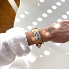 Alice İsstanbul Renkli Çiçekli Kalın Fular Bilezik