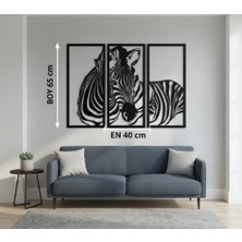Ayaz Steel Art Modern Zebra Figürlü 3 Parça Metal Duvar Tablosu