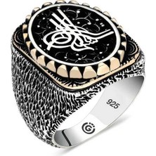 Fumeyabi Gümüş Tuğra Oval Erkek Yüzük